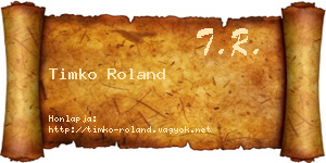 Timko Roland névjegykártya